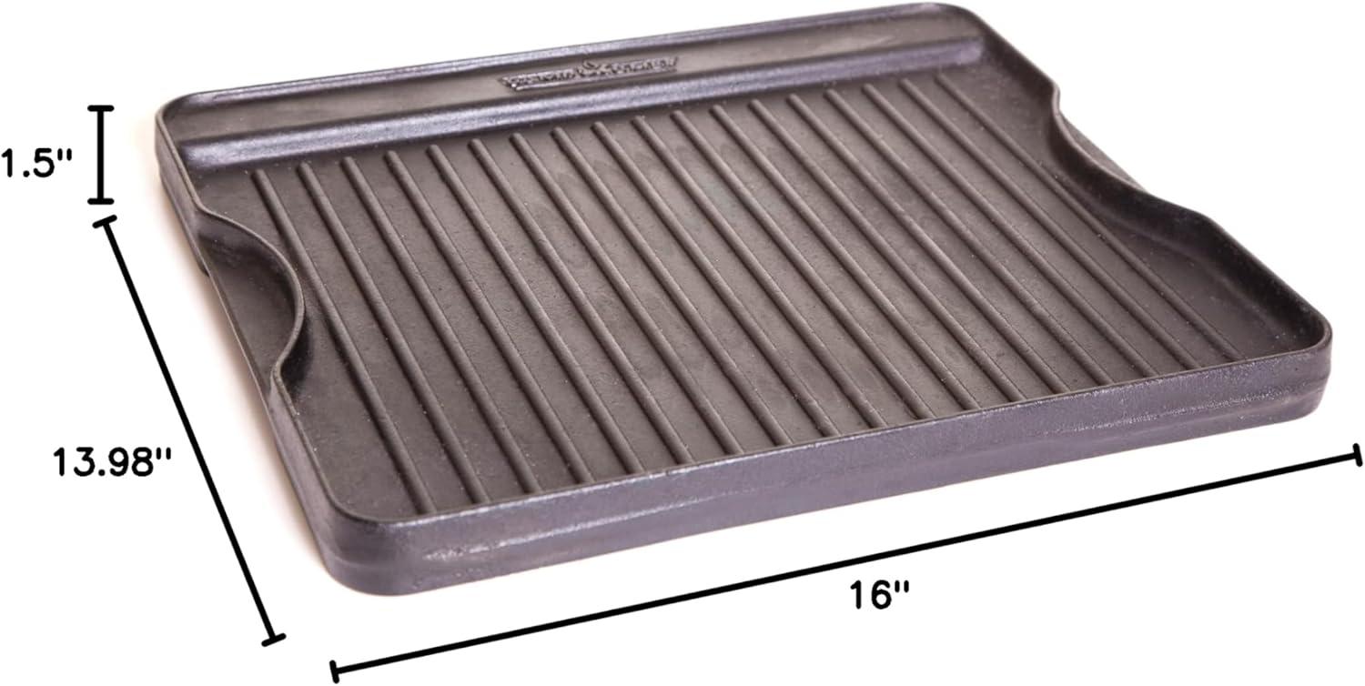 imageCamp Chef Reversible PreSeasoned Cast Iron Griddle Cooking Surface 14 in x 16 Black16 x 14 x 15