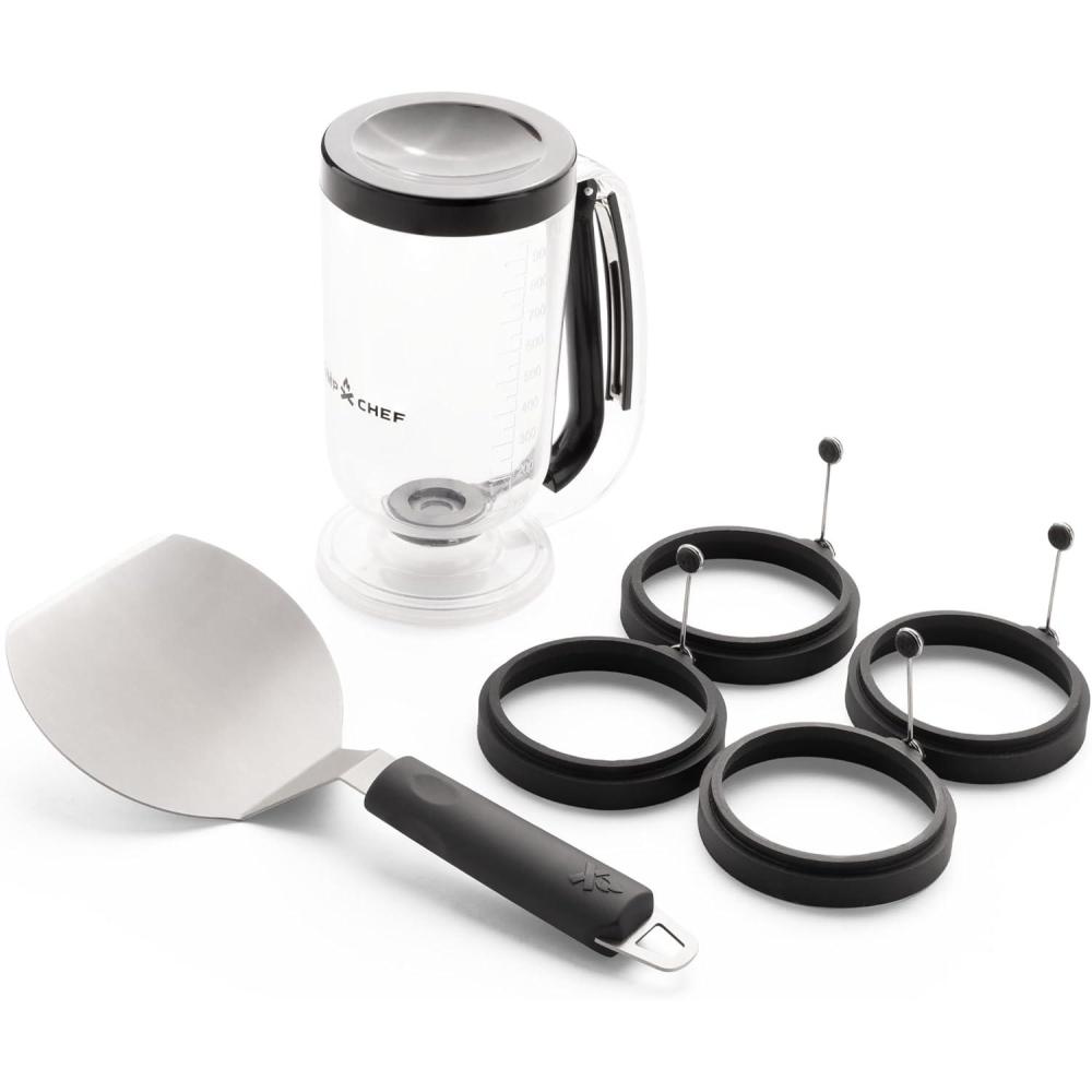 imageCamp Chef Breakfast Kit  FlatTop Griddle Accessories Includes Pancake Batter Dispenser Griddle Spatula amp 4 Egg Rings