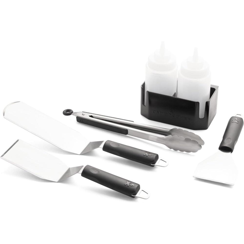 imageCamp Chef Griddle Essentials Kit  FlatTop Griddle Accessories Include 2 Grill Spatulas Grilling Tongs Grill Scraper 2 Squeeze Bottles amp Magnetic Bottle Holder