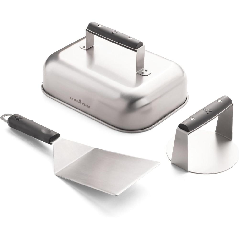 imageCamp Chef Smashed Burger Kit  FlatTop Griddle Accessories Include Grill Spatula Burger Press amp Melting Dome