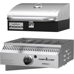 Camp Chef Sidekick Sear – Includes BBQ Box for Pellet Grill – Accessory for Outdoor Cooking – Sear & Grill with Ease – 14″ Cooking System Compatible, Silver(Grill Accessory)