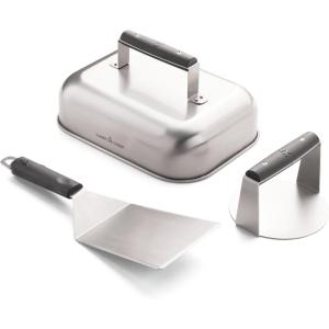 Camp Chef Smashed Burger Kit – Flat-Top Griddle Accessories Include Grill Spatula, Burger Press & Melting Dome