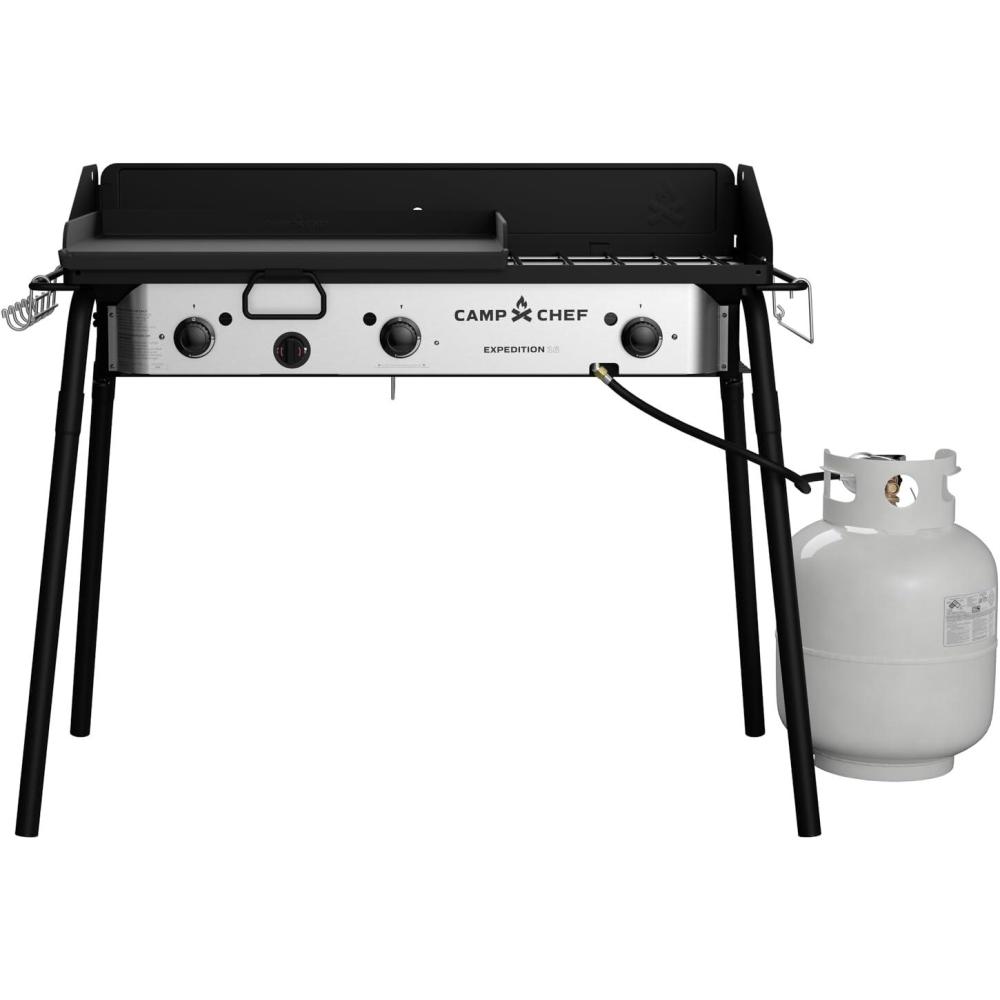 imageCamp Chef Tahoe Triple Burner Stove  Removable Legs 30K BTU Burners and 16inch Accessory CompatibleGas Stove
