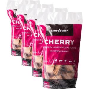 Camp Chef Premium Hardwood Chunks – Wood Chunks for Smoking & Outdoor Grilling – Compatible with Pellet Grills, Smokers & Barbecues – Made in The USA – Cherry, 432 cu in(432 CU IN (Pack of 4))