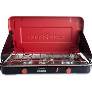 Camp Chef Mountain Series Kodiak – High Outpt Two-Burner Camp Stove – Lid Doubles as Windscreen – Portable Cooking Stove – For Outdoor Cooking – 20,000 BTU’s